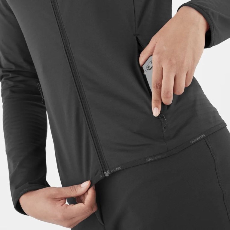 Chaquetas Salomon Essential Lightwarm Full Zip Mujer Negros | MX GTLC825